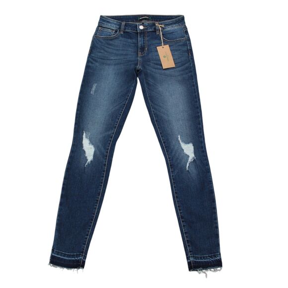 Prosperity Repreve Denim Jeans Size 28 Skinny Raw Hem Distressed NWT - Picture 1 of 7